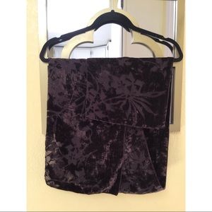 Scarf, brown velvet with floral design. 60” long.